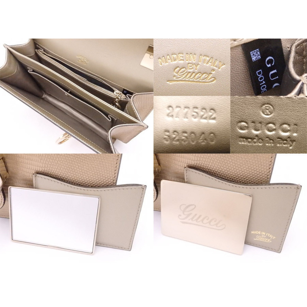 Gucci Gold Logo Leather Bag Embossed GG Shoulder - Picture 3 of 3